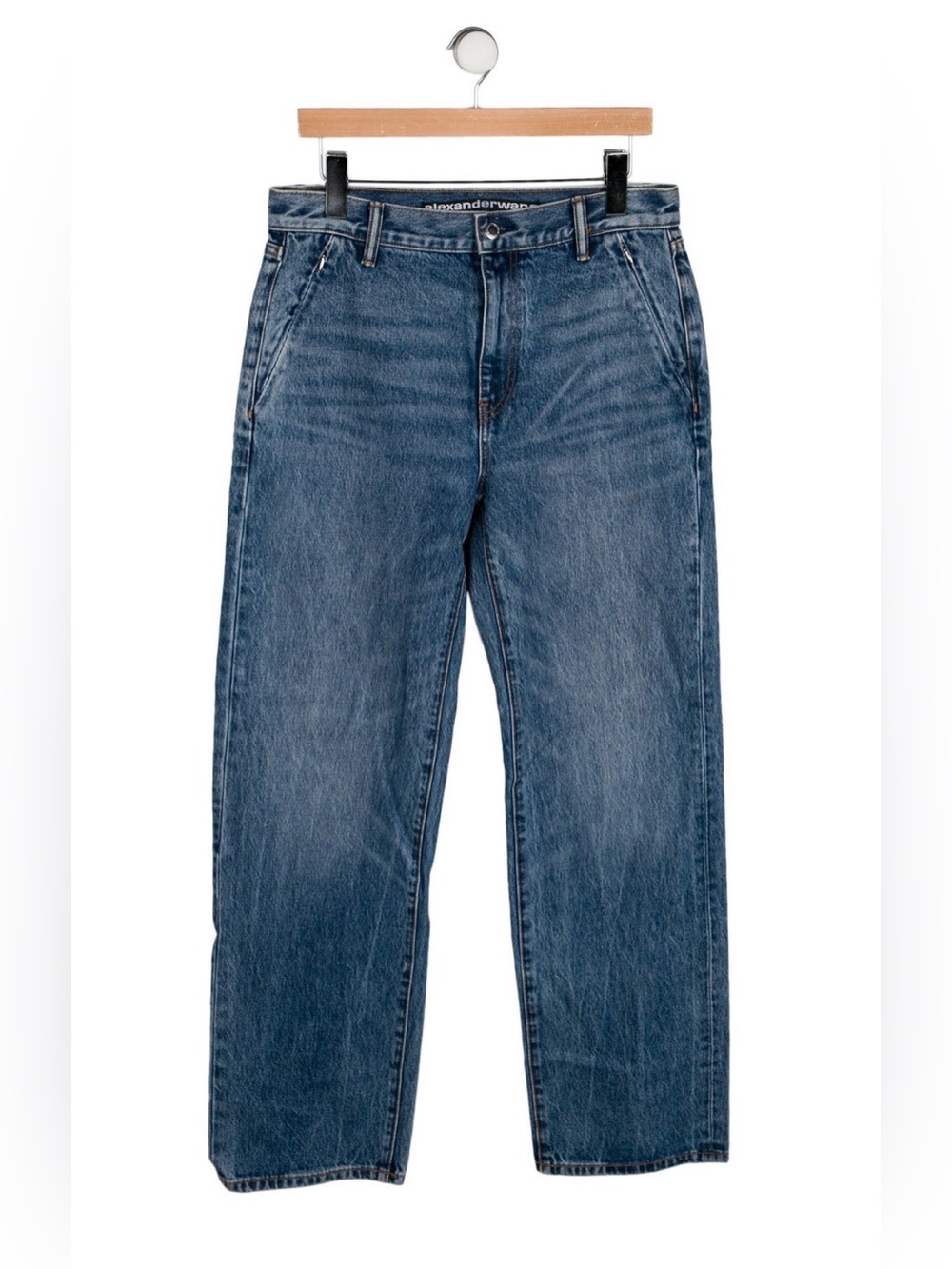 Alexander Wang High Rise Straight Leg Jeans in Medium Wash